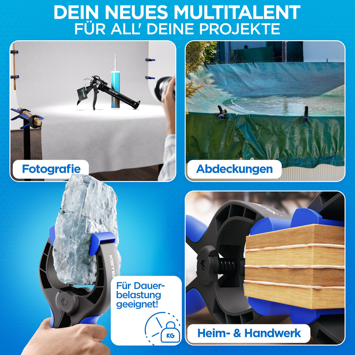 20 Stück Pool Klammern Metall - Starke Klemmzwingen Für Poolabdeckungen - Bis 5cm Randstärke